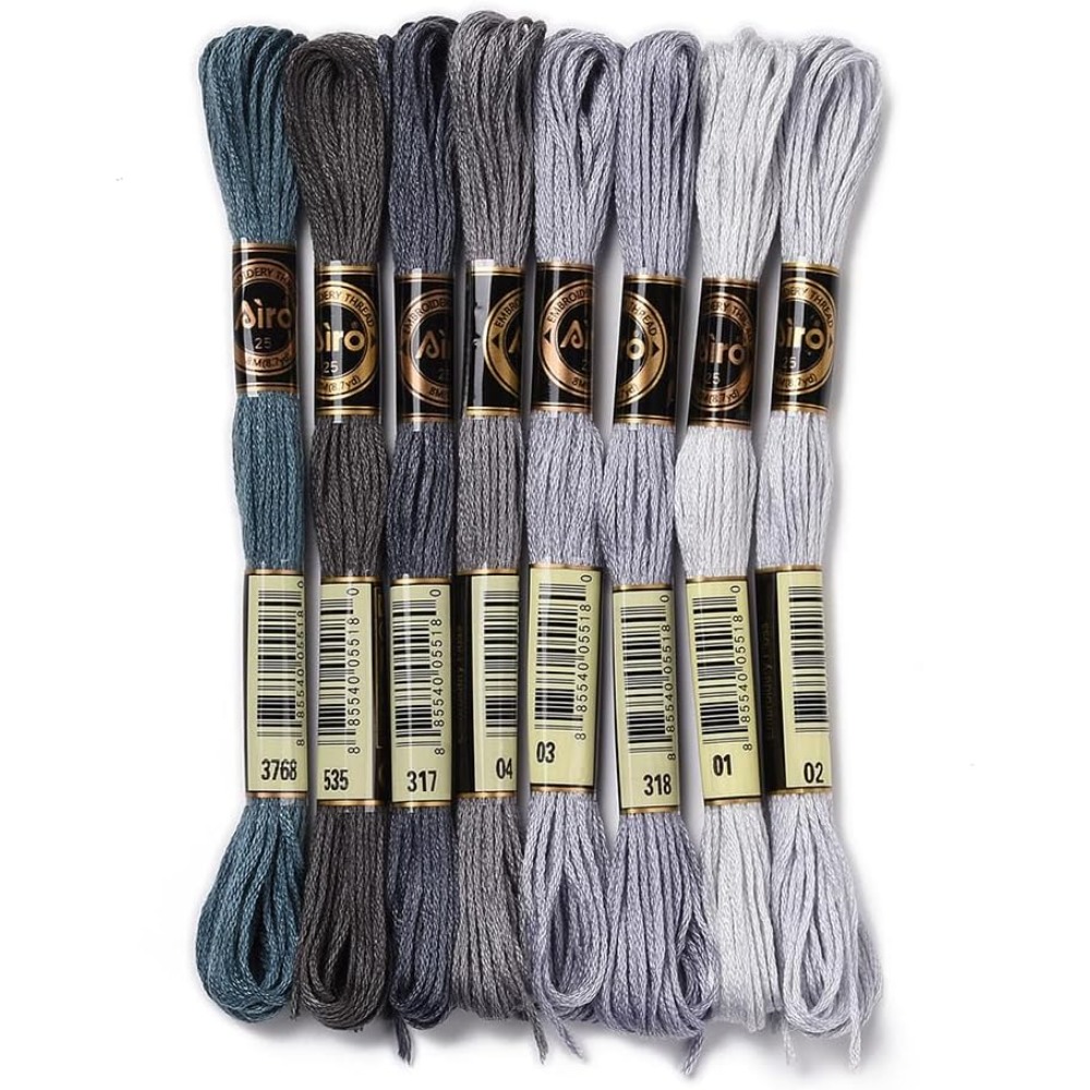 Embroidery Floss Thread - 8 wężyków 70 jardów Szare bransoletki